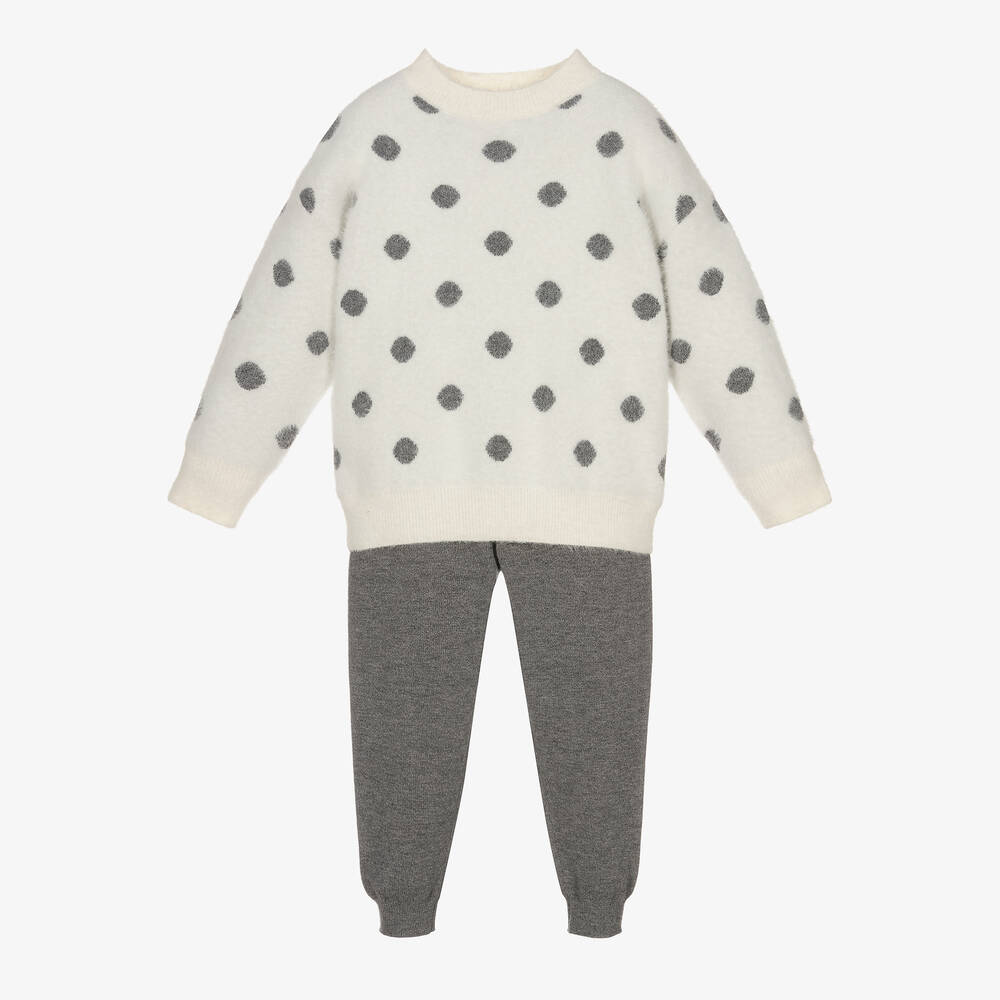 Mayoral - Grey Polka Dot Joggers Set | Childrensalon