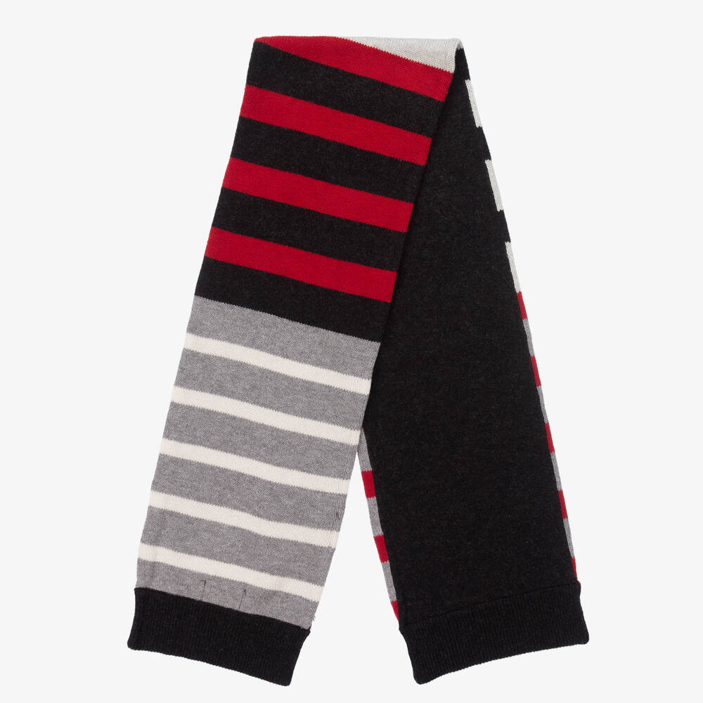 Mayoral-Серо-красная вязаная шапка и шарф | Childrensalon Outlet