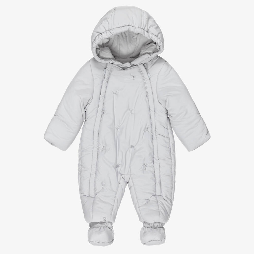 Mayoral Newborn-Grey Safari Animals Baby Snowsuit | Childrensalon Outlet