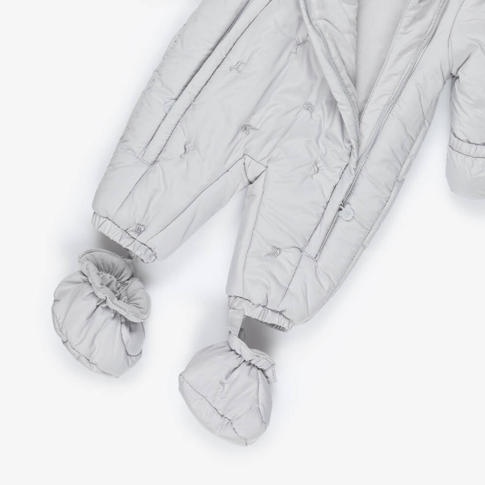 Mayoral Newborn-Grey Safari Animals Baby Snowsuit | Childrensalon Outlet
