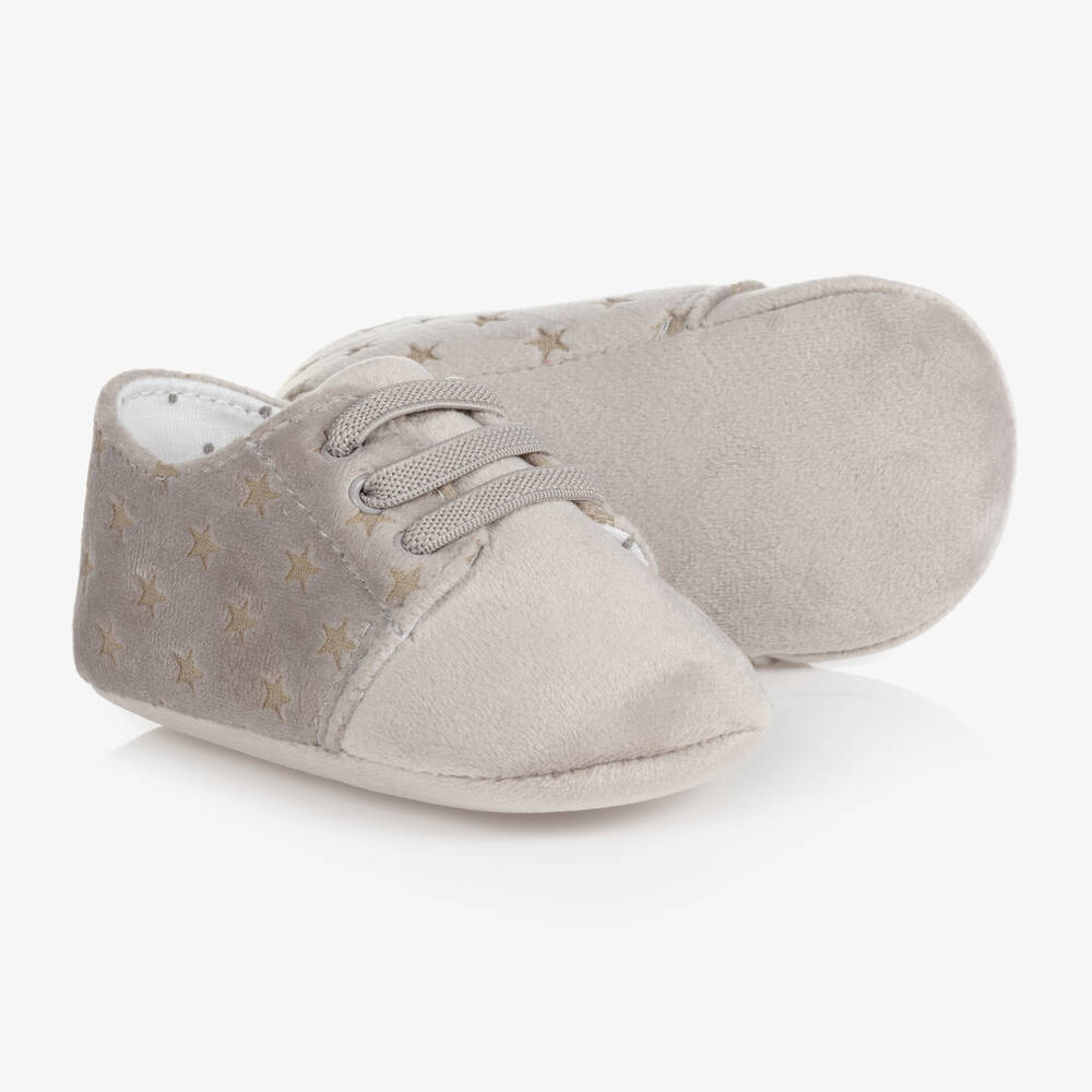 Mayoral Newborn - Grey Stars Pre-Walker Shoes | Childrensalon