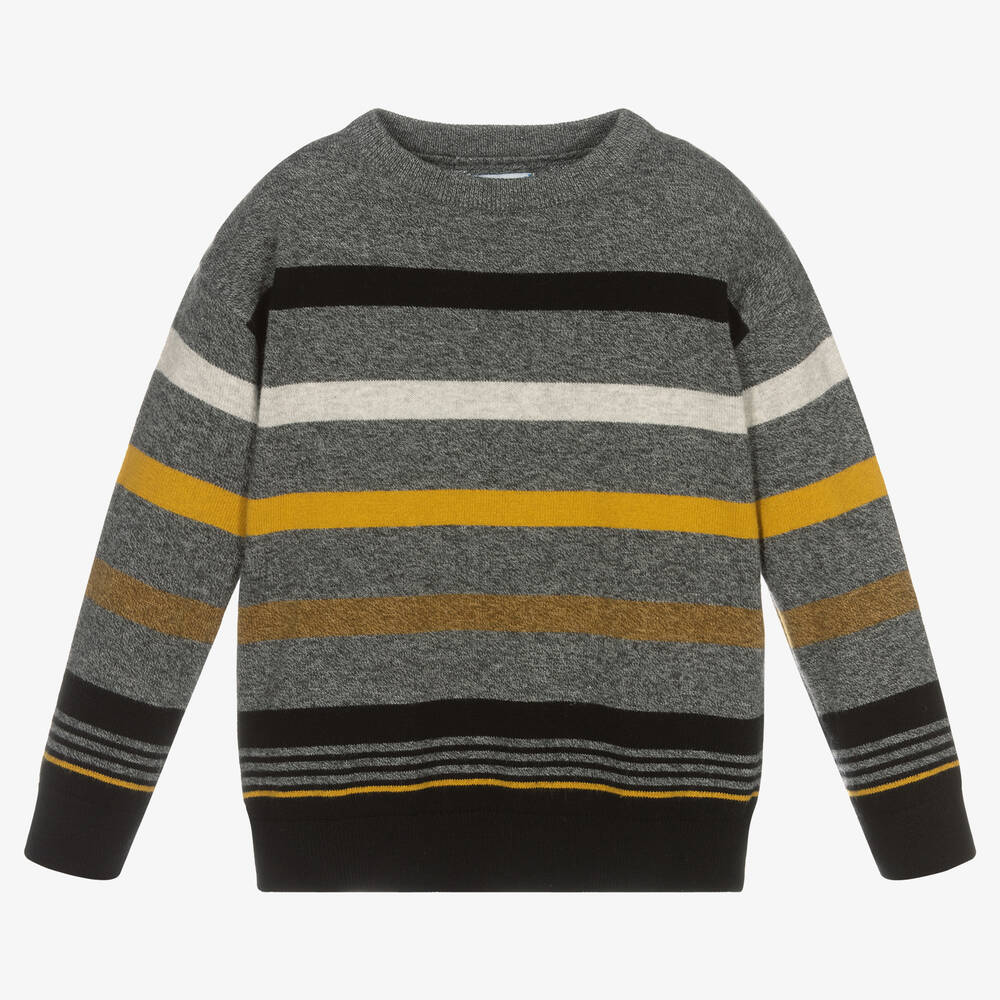 Mayoral - Grey Stripe Knitted Jumper | Childrensalon