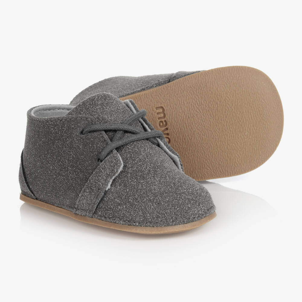 Mayoral Newborn - Grey Suede Pre-Walker Shoes | Childrensalon