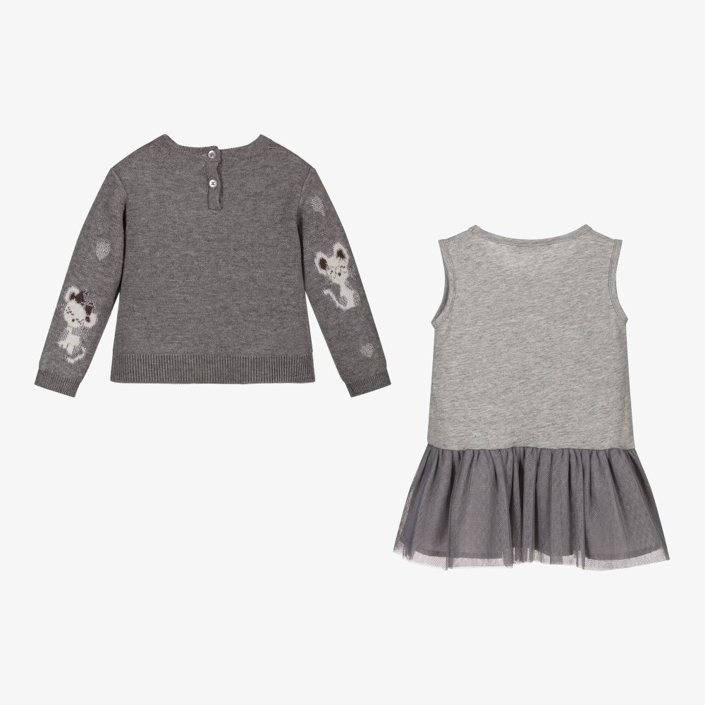 Mayoral-Grey Sweater & Dress Set | Childrensalon Outlet