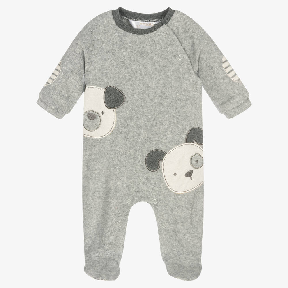 Mayoral Newborn - Grey Terry Towelling Babygrow | Childrensalon