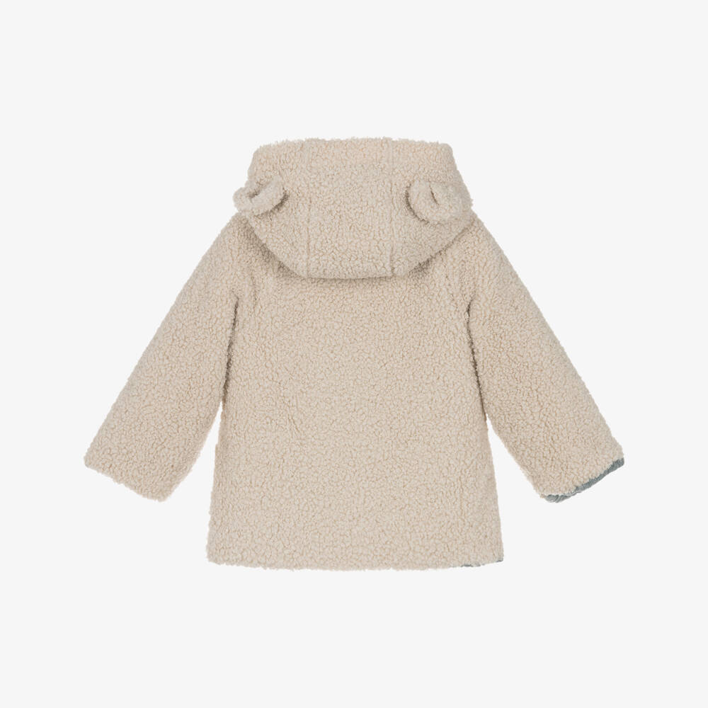 Mayoral Newborn-Grey Velour & Beige Teddy Fleece Reversible Baby Pram Coat | Childrensalon Outlet