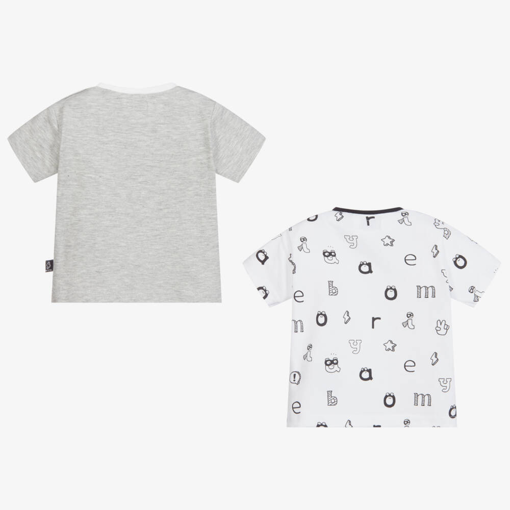 Mayoral Newborn-Grey & White T-Shirts (2 Pack) | Childrensalon Outlet