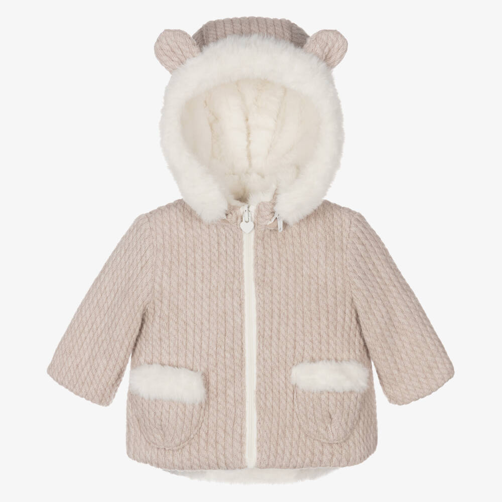 Mayoral Newborn-Infant Beige & Ivory Dual-Sided Coat | Childrensalon Outlet
