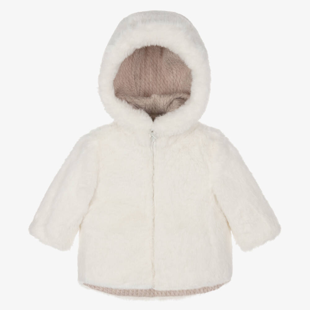 Mayoral Newborn-Infant Beige & Ivory Dual-Sided Coat | Childrensalon Outlet