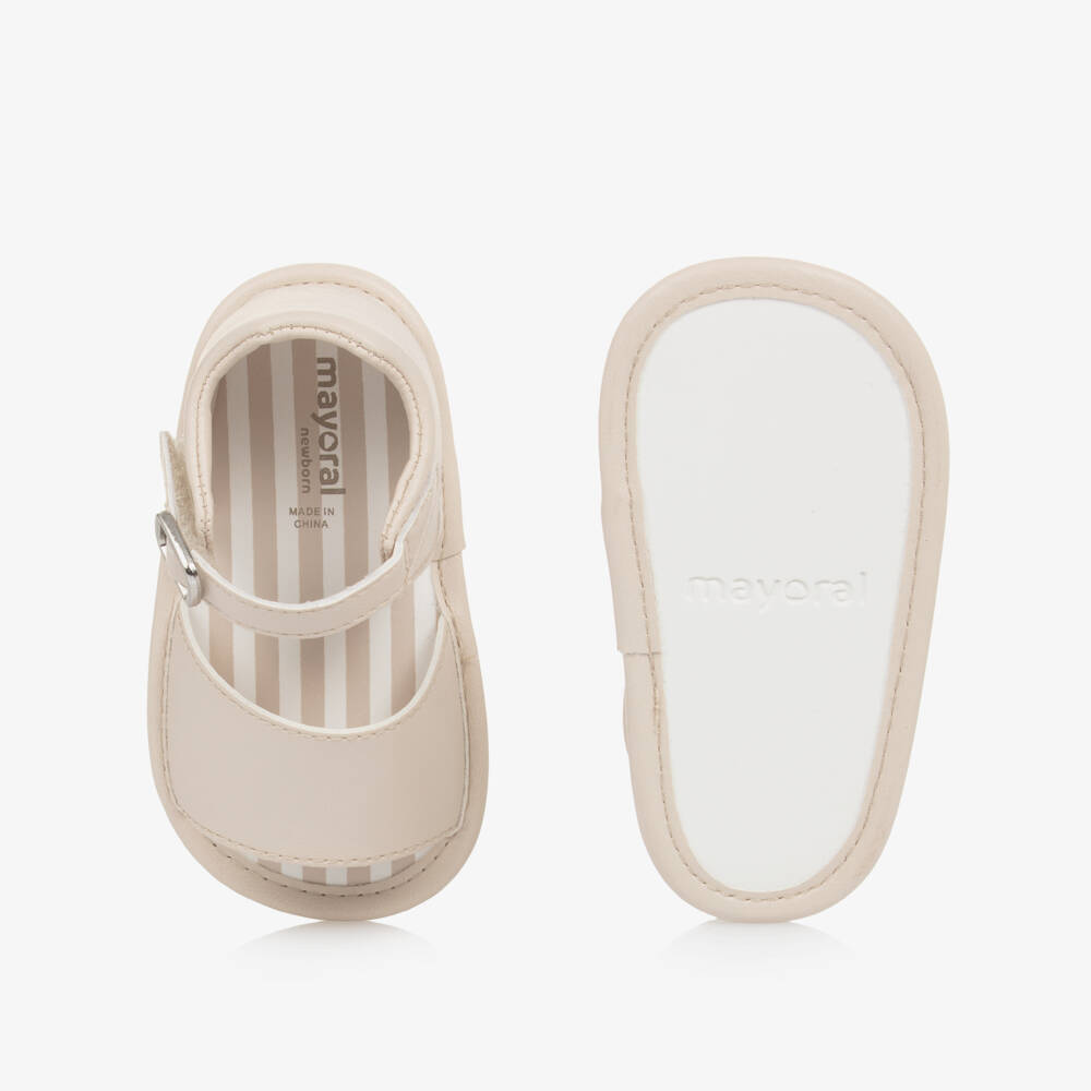 Mayoral Newborn-Infant Beige Soft Leatherette Sandals | Childrensalon Outlet