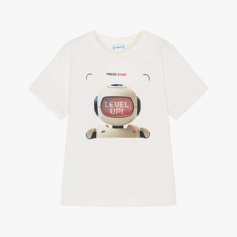 Mayoral-Ivory 3d Graphic T-shirt | Childrensalon Outlet