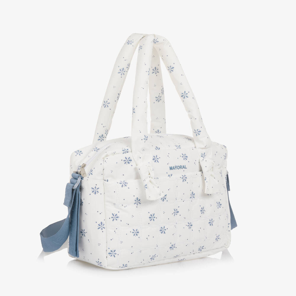 Mayoral Newborn-Ivory And Blue Printed Changing Bag | Childrensalon Outlet