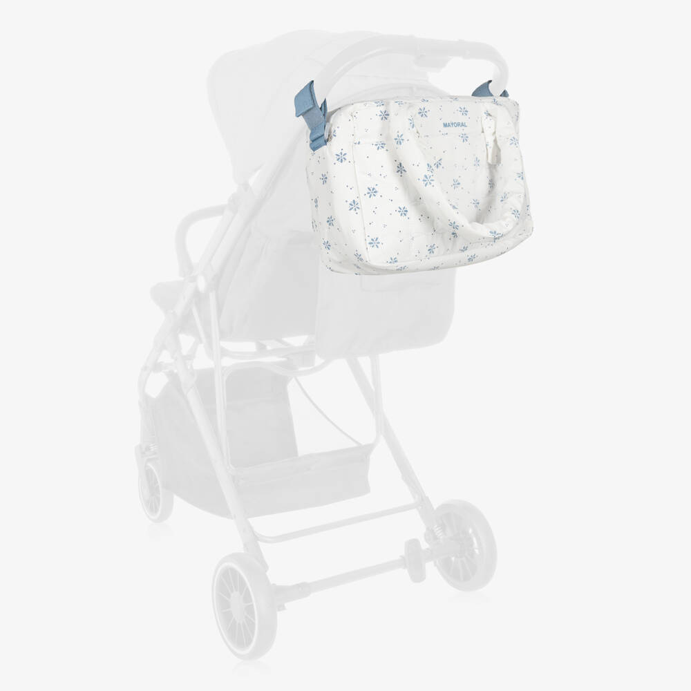 Mayoral Newborn-Ivory And Blue Printed Changing Bag | Childrensalon Outlet