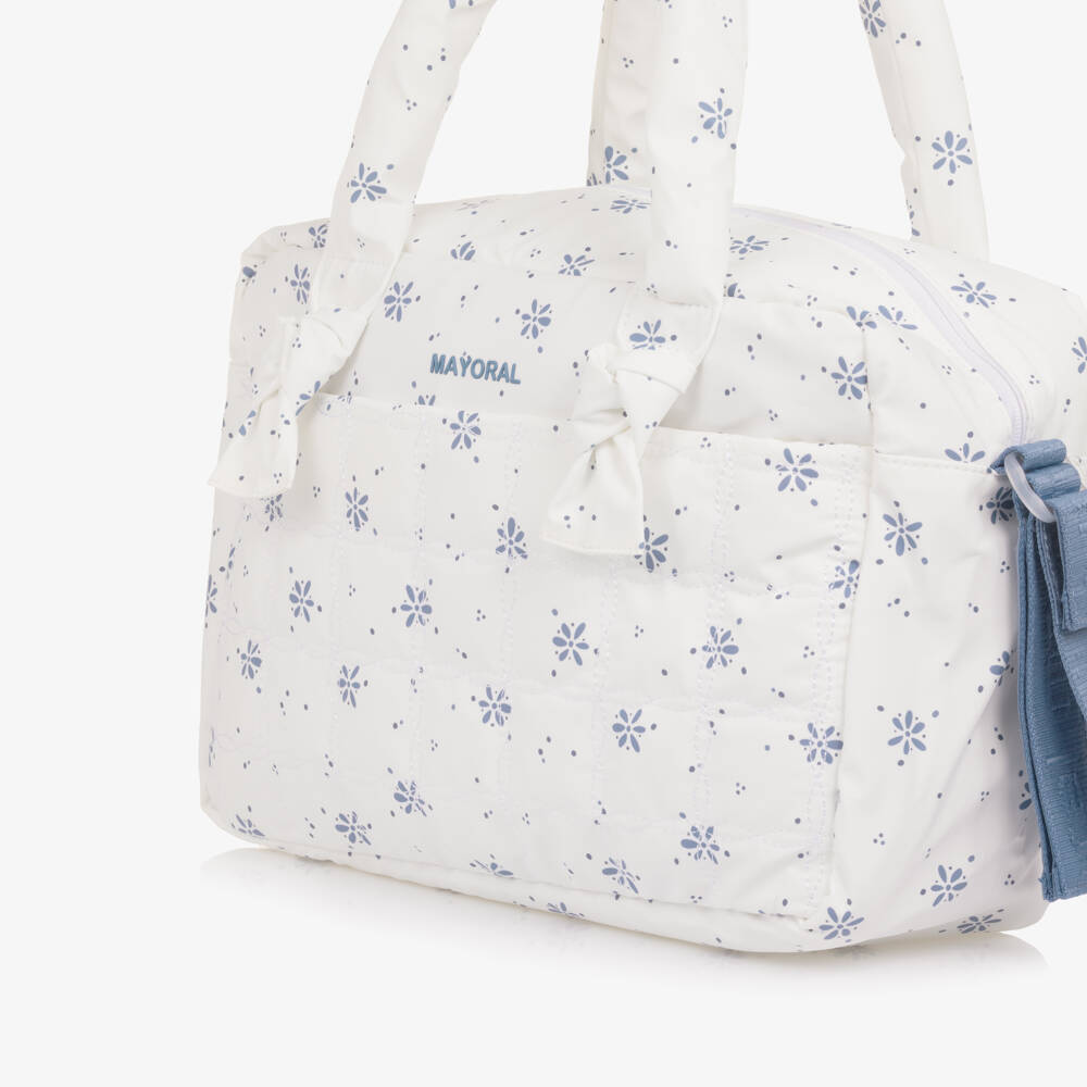 Mayoral Newborn-Ivory And Blue Printed Changing Bag | Childrensalon Outlet