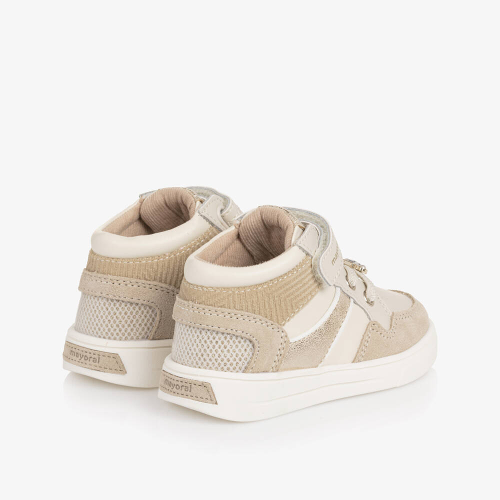Mayoral-Ivory And Gold Trainer | Childrensalon Outlet