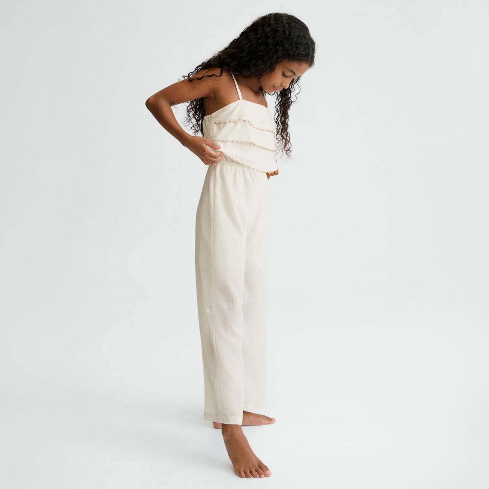 Mayoral-Ivory Beaded Jumpsuit | Childrensalon Outlet