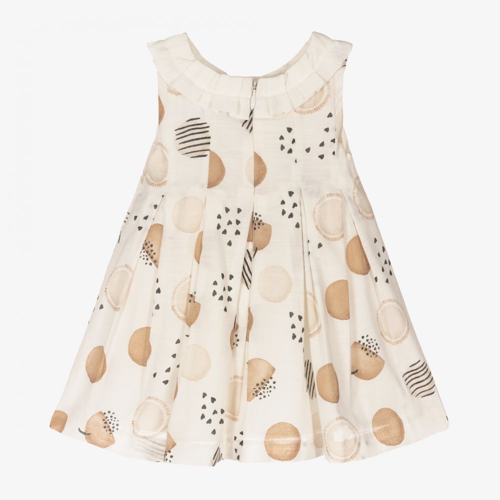 Mayoral Ivory Beige Polka Dot Dress Childrensalon Outlet
