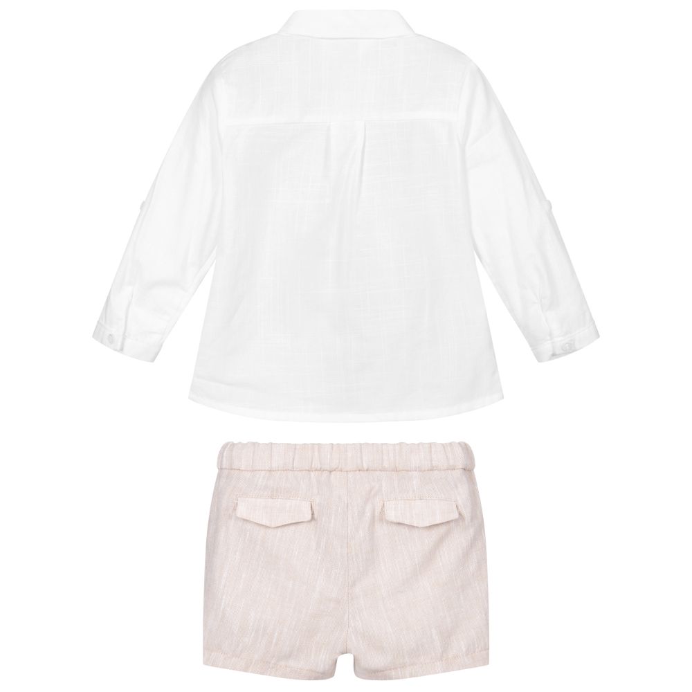 Mayoral Для новорожденных-Кремовый топ с бежевыми шортами | Childrensalon Outlet