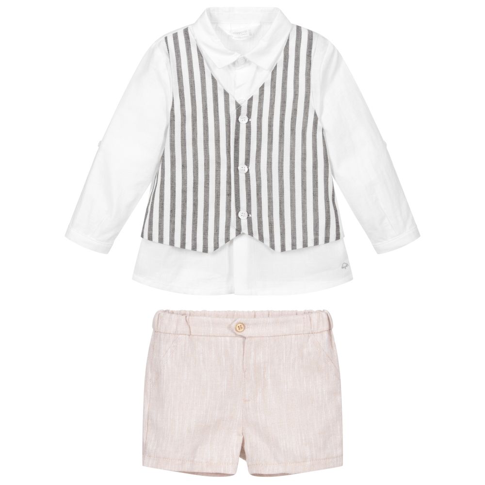Mayoral Для новорожденных-Кремовый топ с бежевыми шортами | Childrensalon Outlet