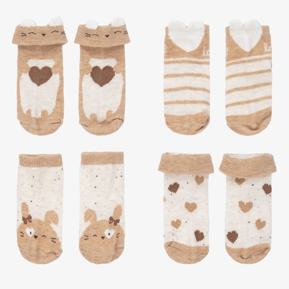 Mayoral Для новорожденных-Кремовые и бежевые носки (4пары) | Childrensalon Outlet