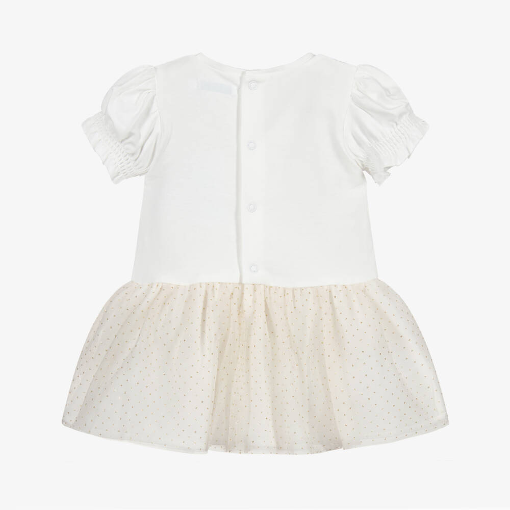 Mayoral-Ivory & Beige Tulle Dress | Childrensalon Outlet