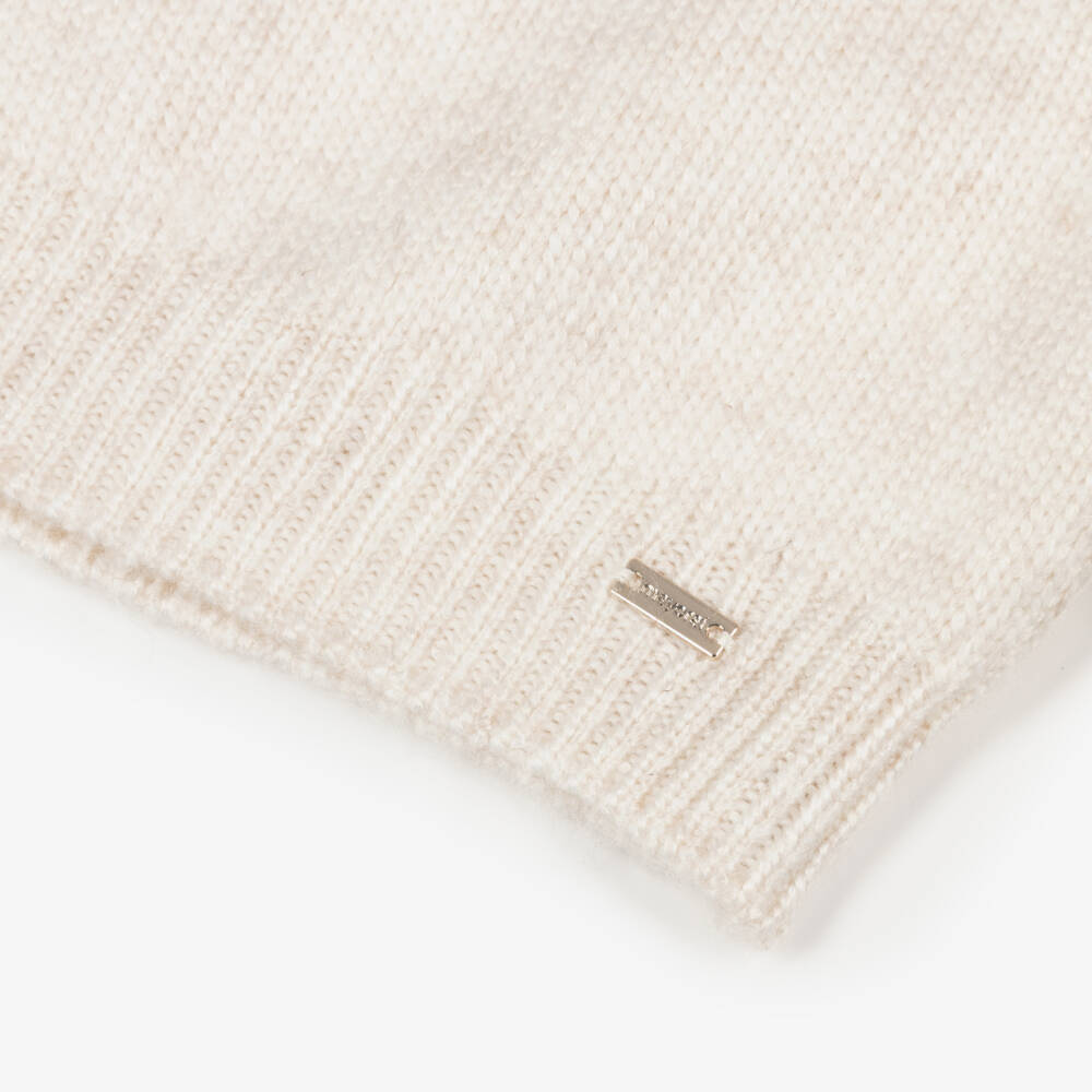 Mayoral-Ivory & Black Flower Knitted Sweater | Childrensalon Outlet