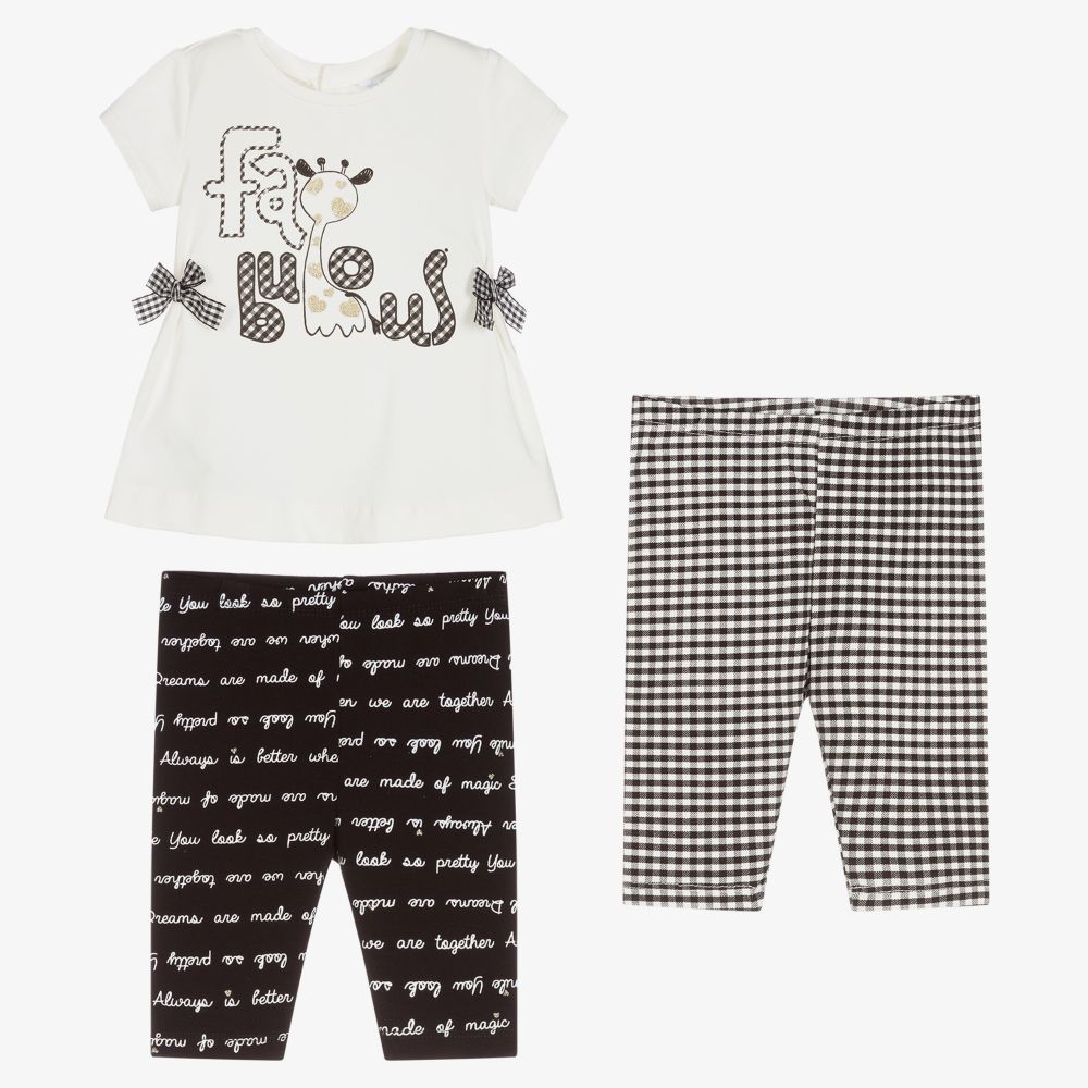 Mayoral - Ivory & Black Leggings Set | Childrensalon