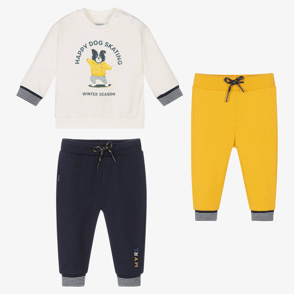 Mayoral-Ivory & Blue 3 Piece Tracksuit | Childrensalon Outlet