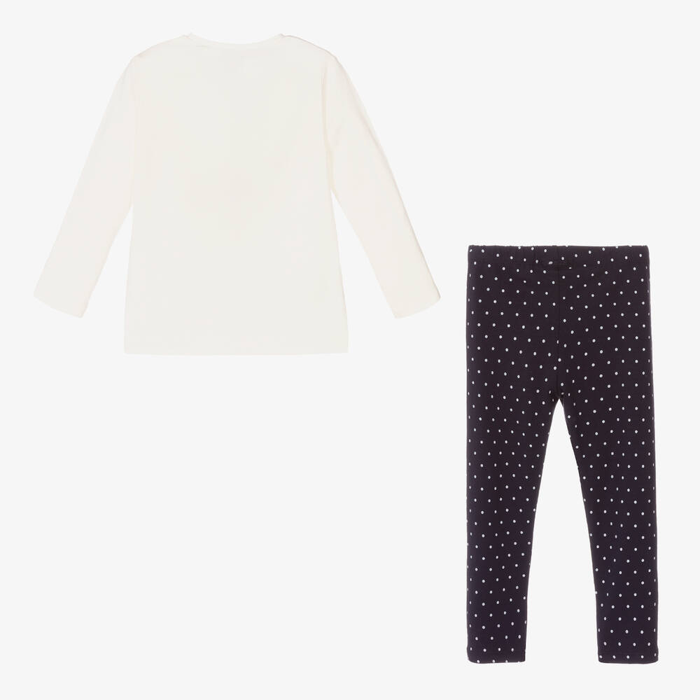 Mayoral-Кремовый топ с котом и синие легинсы | Childrensalon Outlet