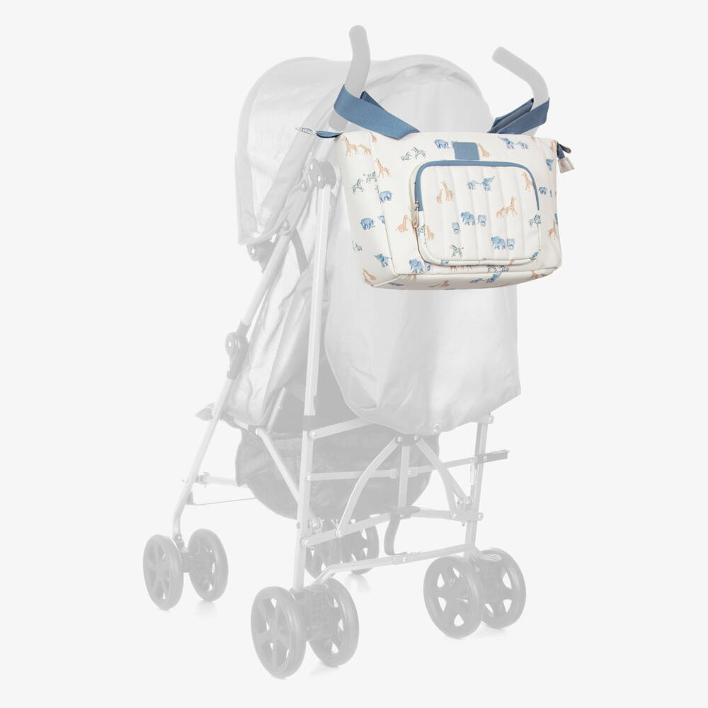 Mayoral Newborn-Ivory & Blue Faux Leather Stroller Changing Bag (36cm) | Childrensalon Outlet