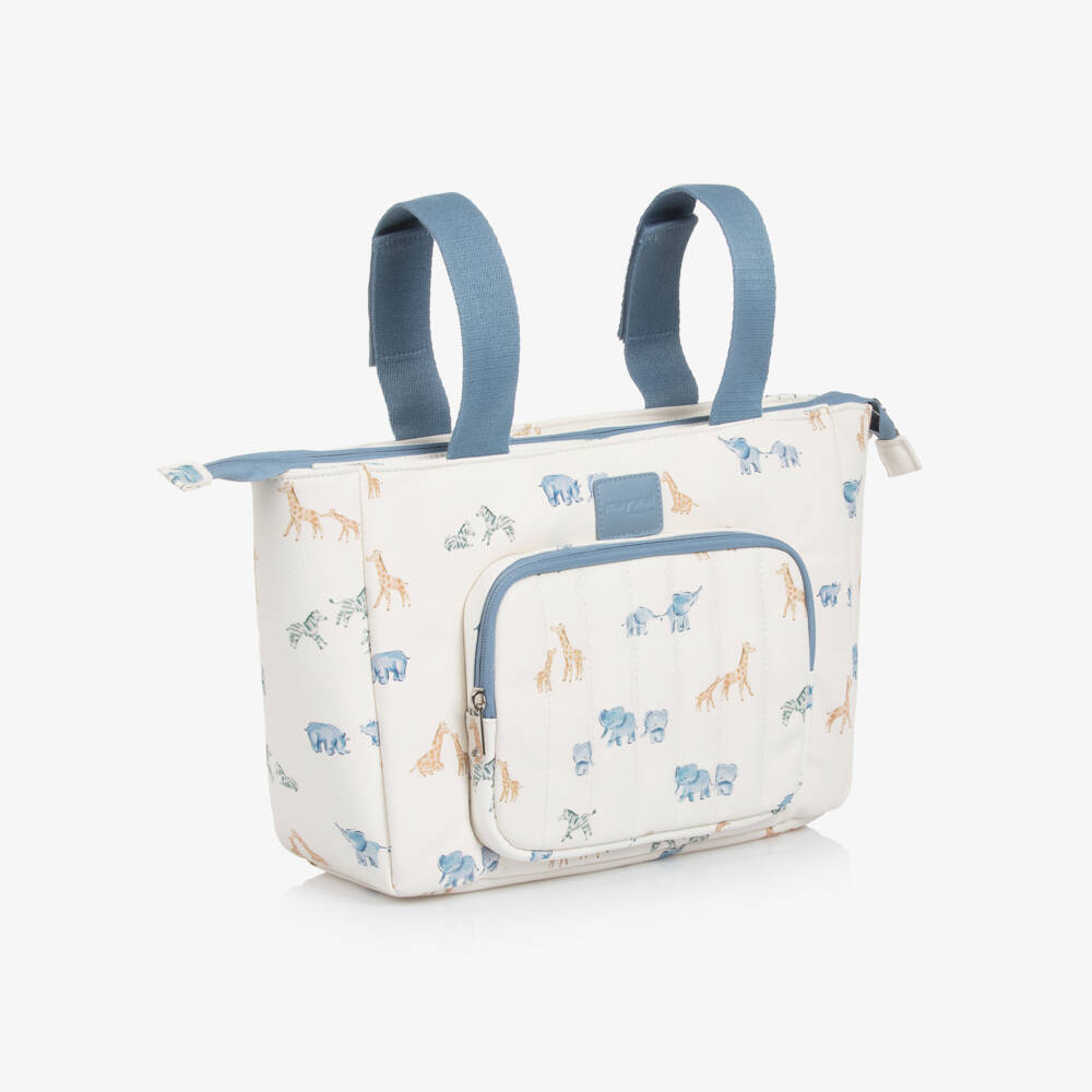 Mayoral Newborn-Ivory & Blue Faux Leather Stroller Changing Bag (36cm) | Childrensalon Outlet