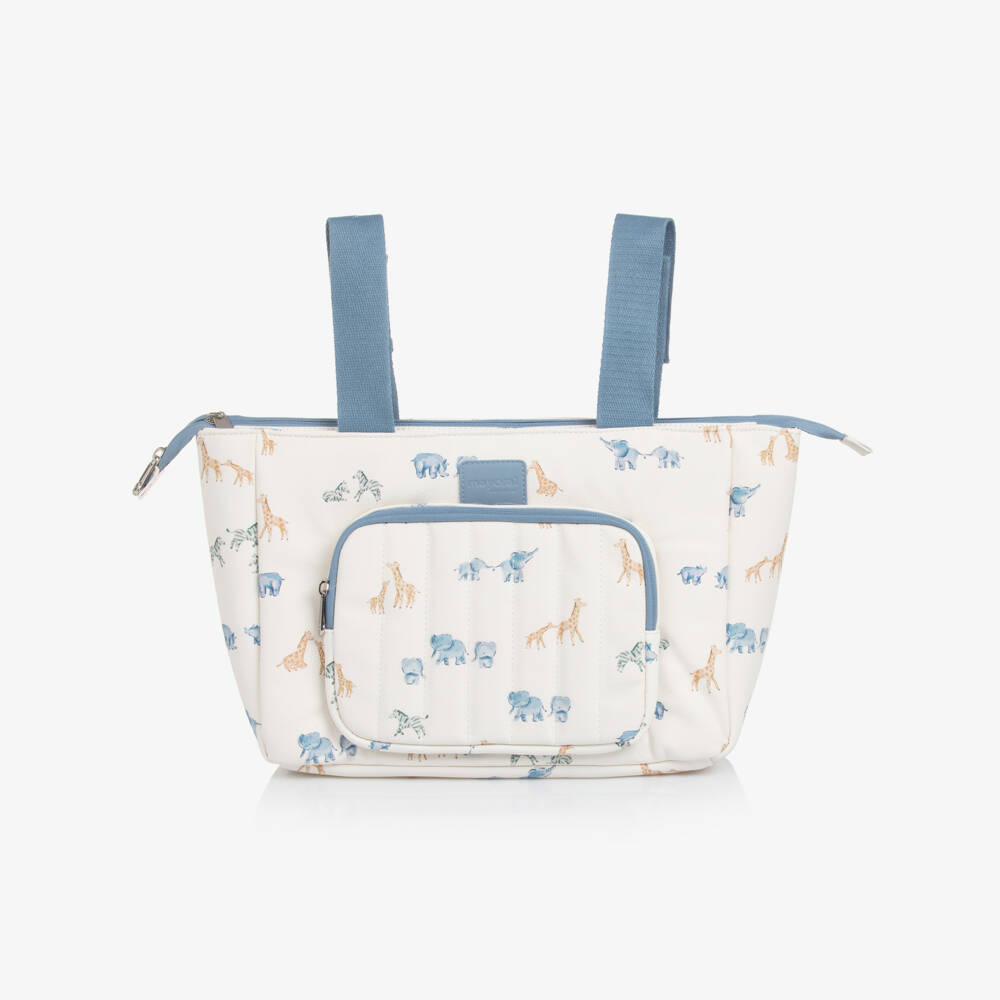 Mayoral Newborn-Ivory & Blue Faux Leather Stroller Changing Bag (36cm) | Childrensalon Outlet