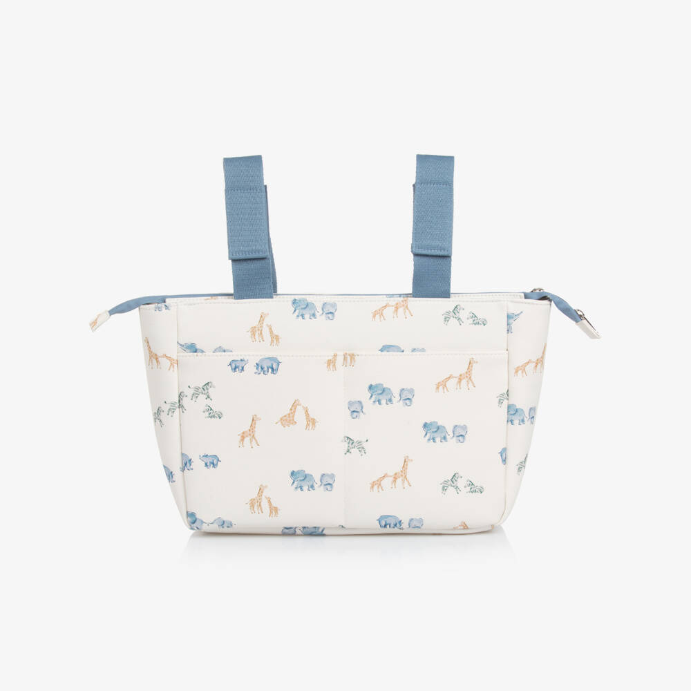Mayoral Newborn-Ivory & Blue Faux Leather Stroller Changing Bag (36cm) | Childrensalon Outlet