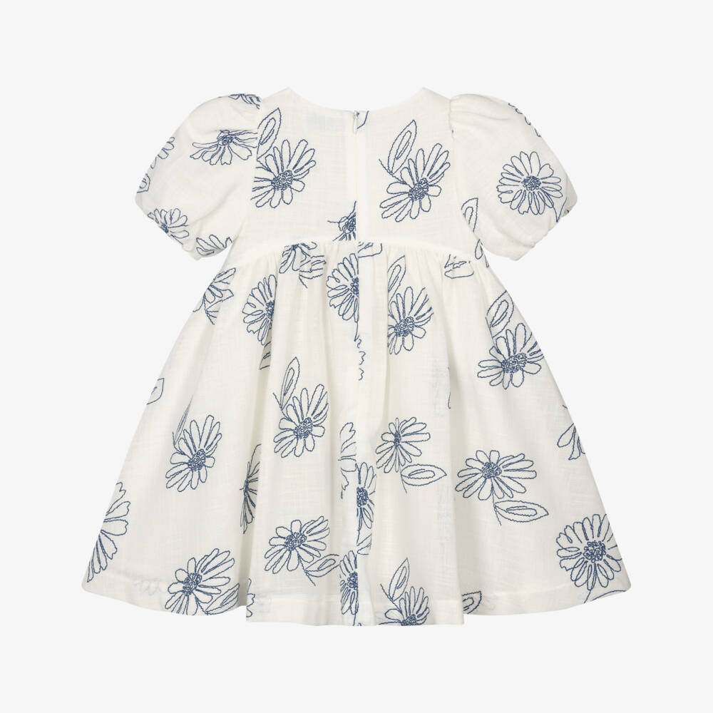 Mayoral-Ivory & Blue Floral Dress | Childrensalon Outlet