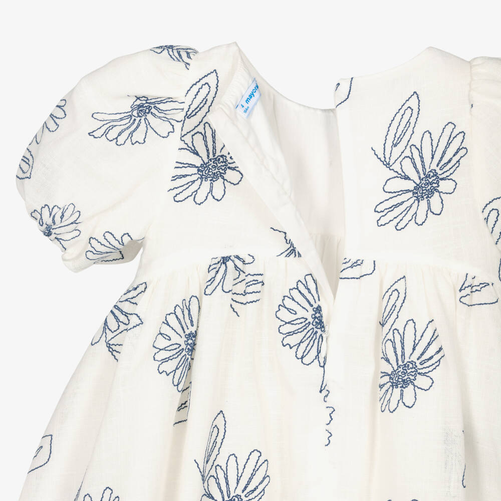 Mayoral-Ivory & Blue Floral Dress | Childrensalon Outlet