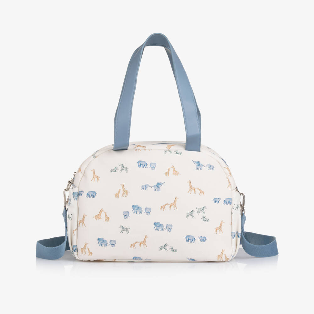Mayoral Newborn-Ivory & Blue Safari Faux Leather Changing Bag (36cm) | Childrensalon Outlet