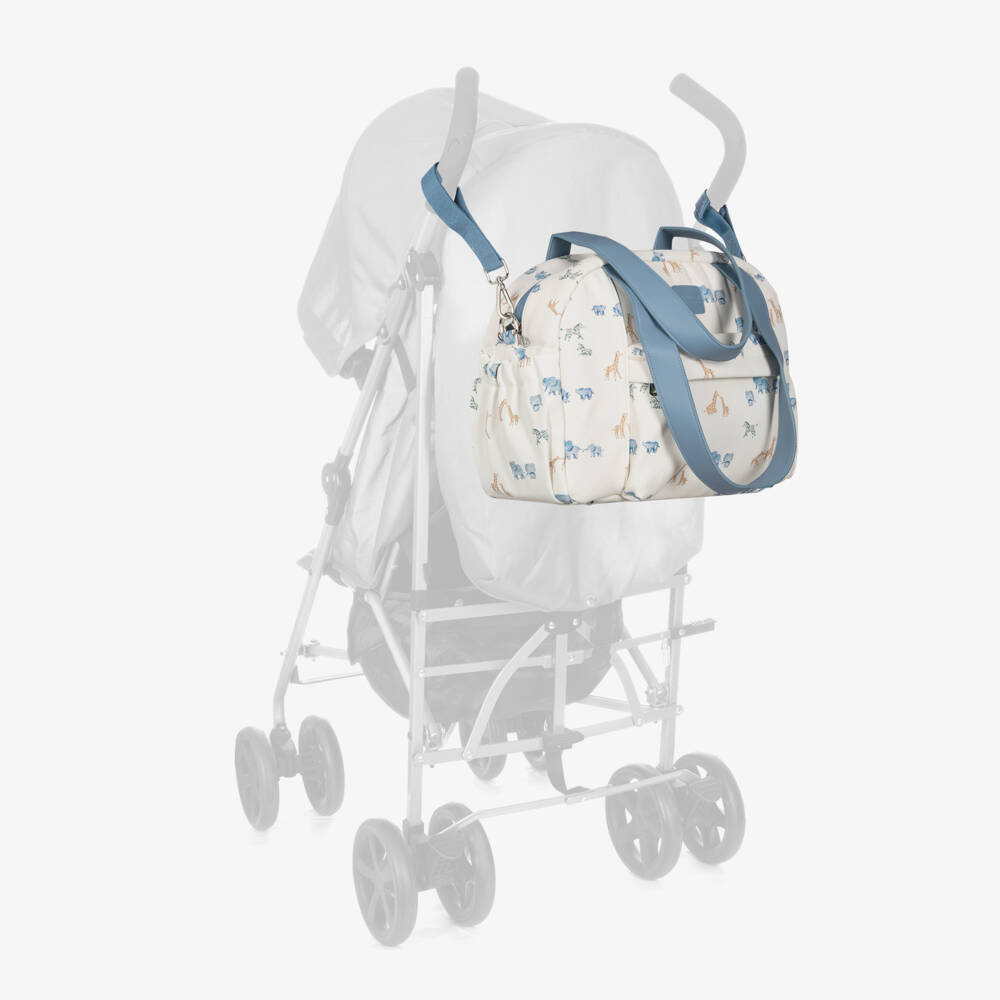 Mayoral Newborn-Ivory & Blue Safari Faux Leather Changing Bag (36cm) | Childrensalon Outlet