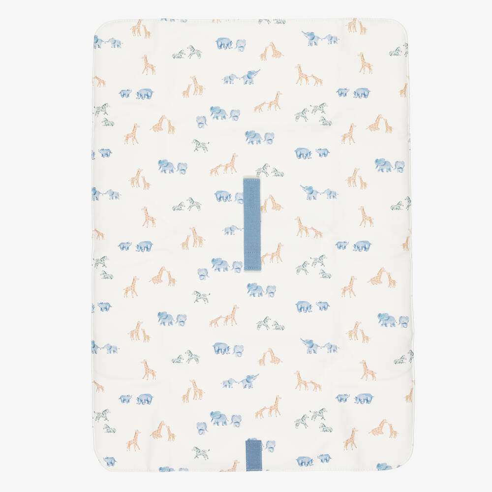 Mayoral Newborn-Ivory & Blue Safari Foldable Changing Mat (76cm) | Childrensalon Outlet