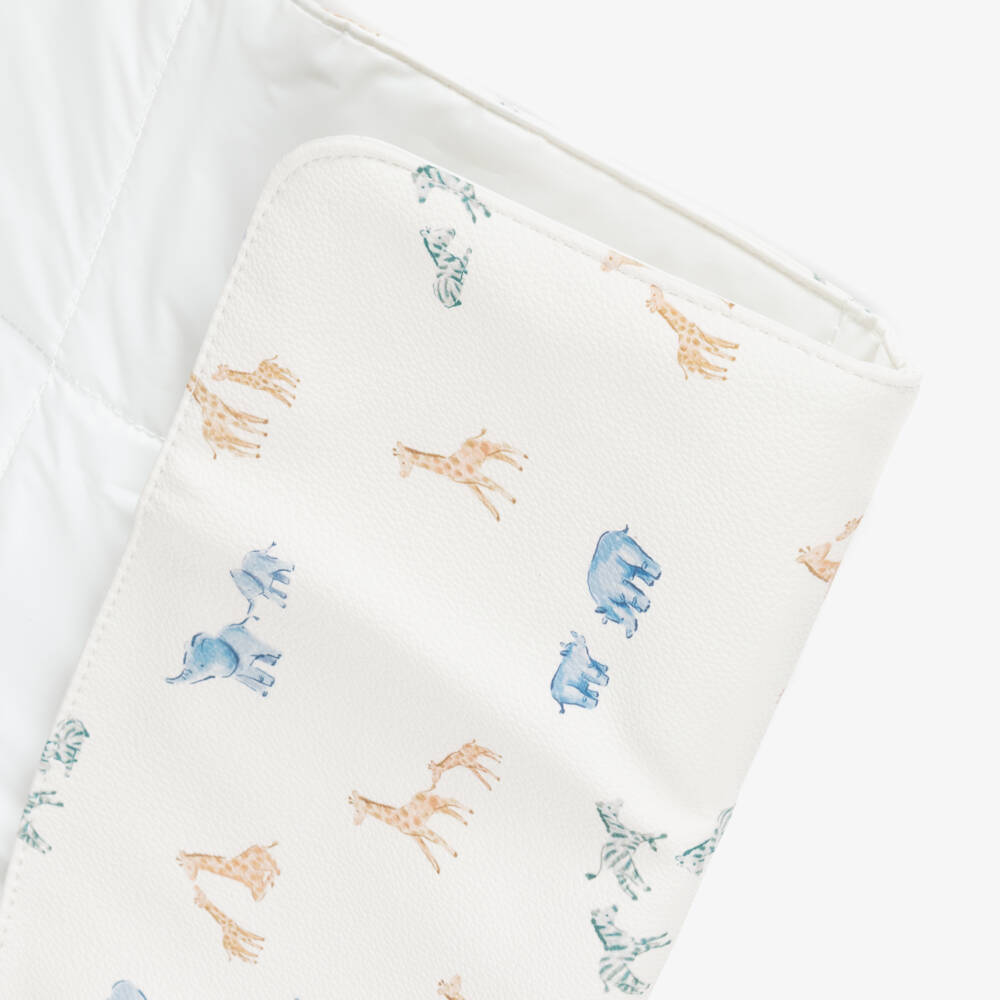 Mayoral Newborn-Ivory & Blue Safari Foldable Changing Mat (76cm) | Childrensalon Outlet