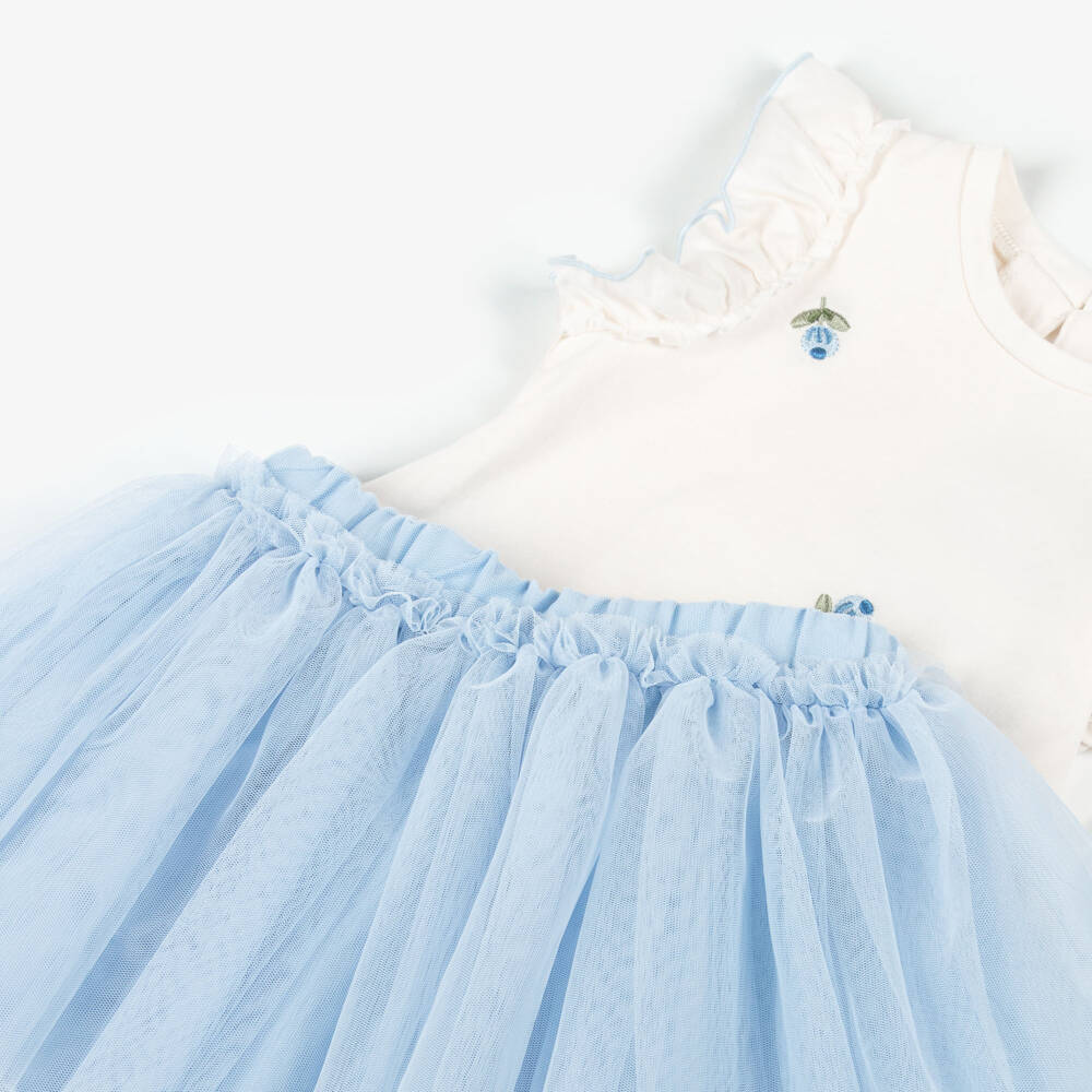 Mayoral-Ivory & Blue Tulle Skirt Set | Childrensalon Outlet