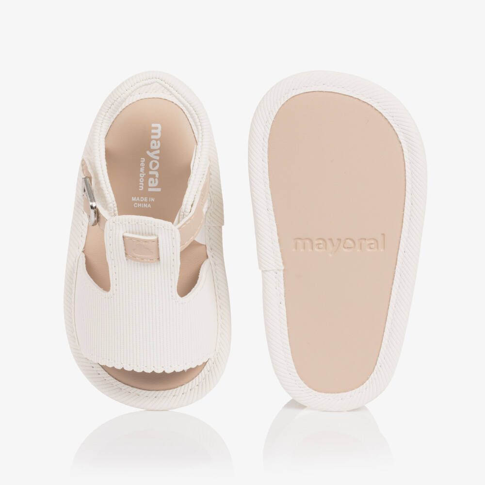 Mayoral Newborn-Ivory Bow Pre Walker Sandals | Childrensalon Outlet