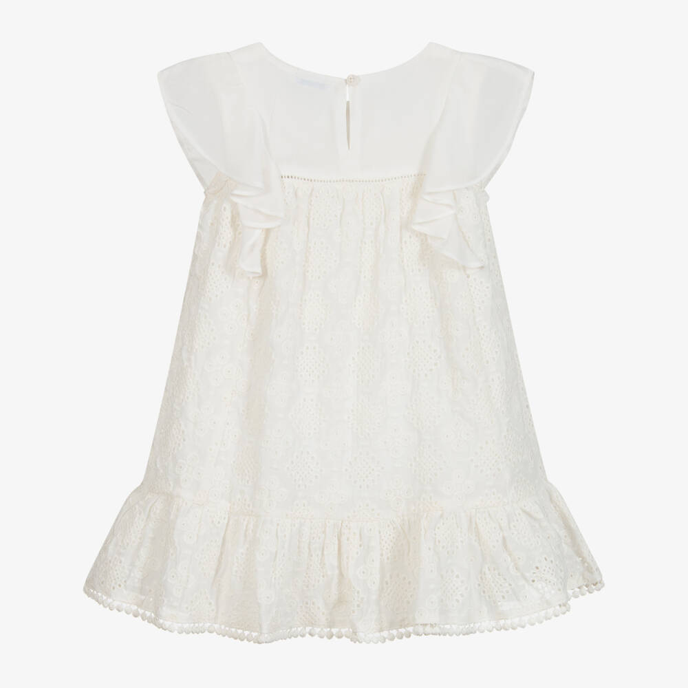 Mayoral-Ivory Broderie Anglaise Dress | Childrensalon Outlet