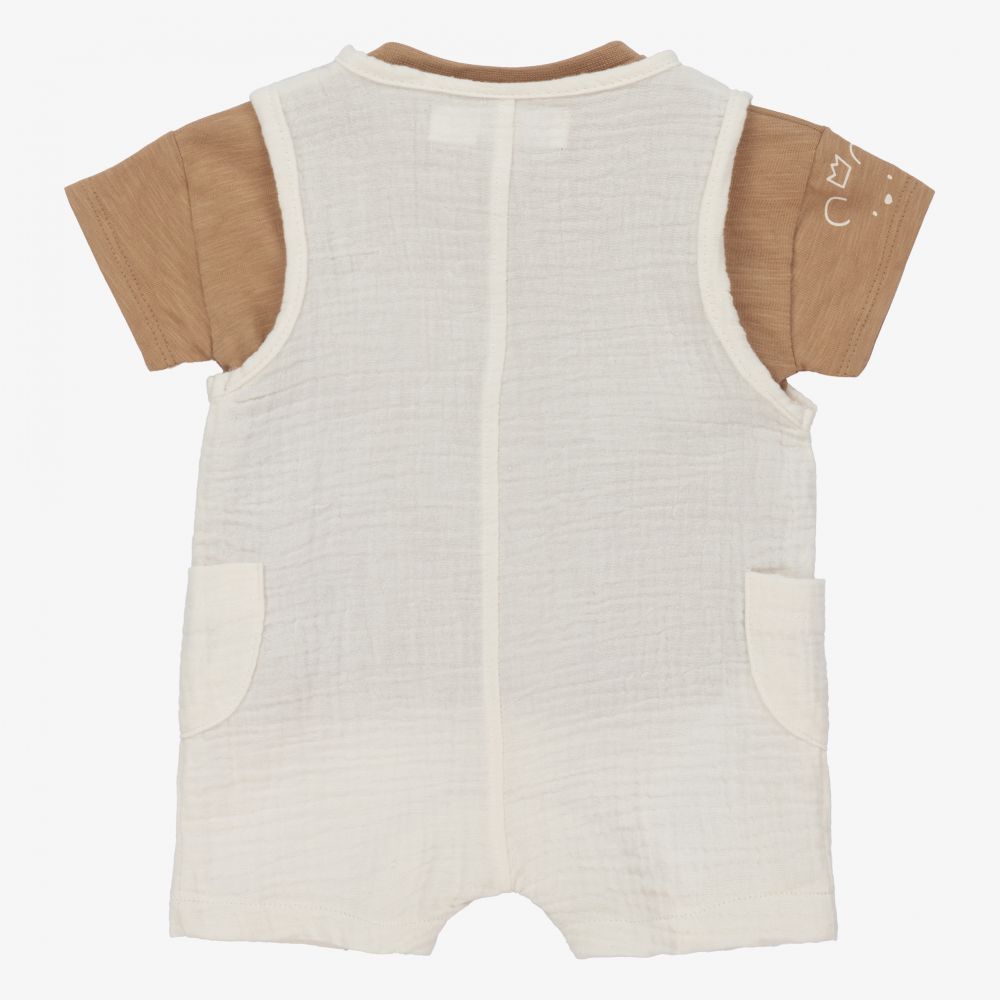 Mayoral Newborn-طقم تبّان قطن لون عاجي وبني للمواليد | Childrensalon Outlet