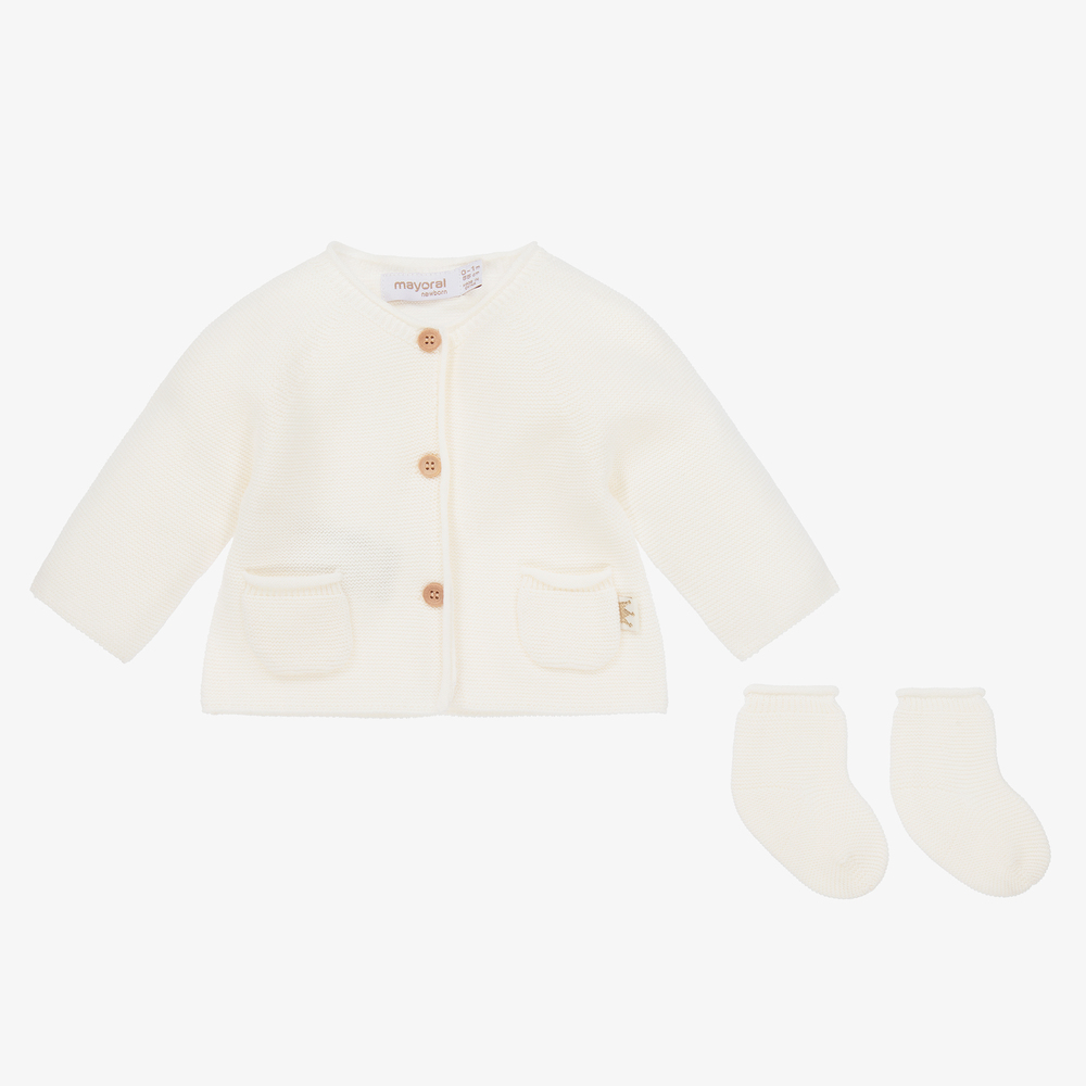 Mayoral Newborn - Gilet et chaussettes ivoire | Childrensalon