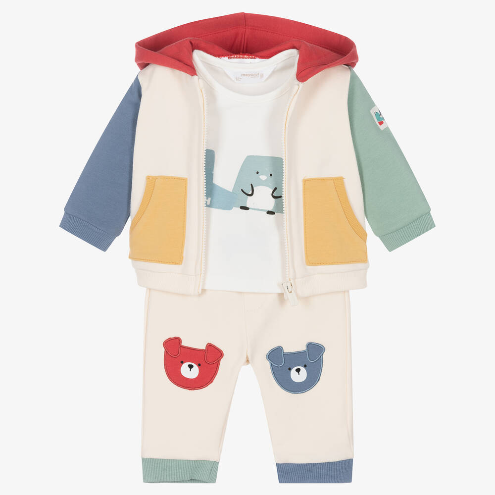 Mayoral - Ivory Cotton Baby Tracksuit Set | Childrensalon