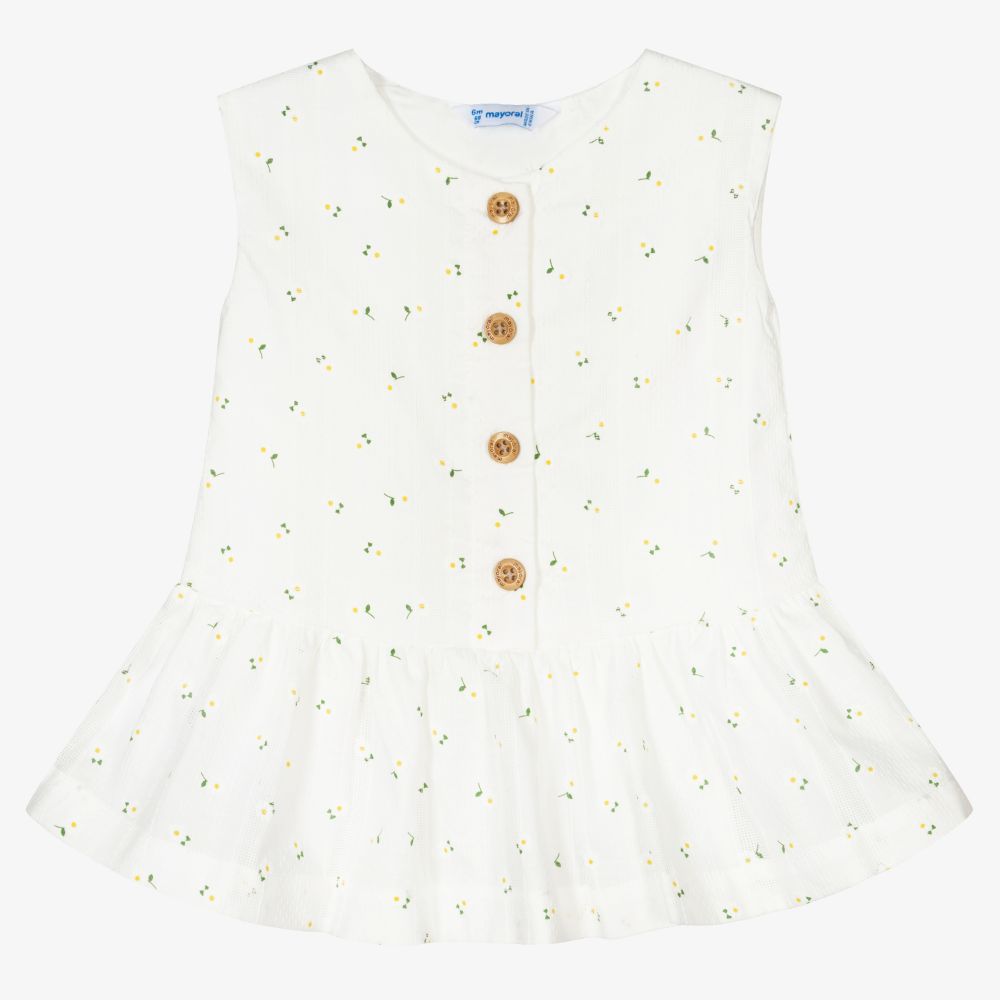 Mayoral Ivory Cotton Daisy Dress Set Childrensalon Outlet