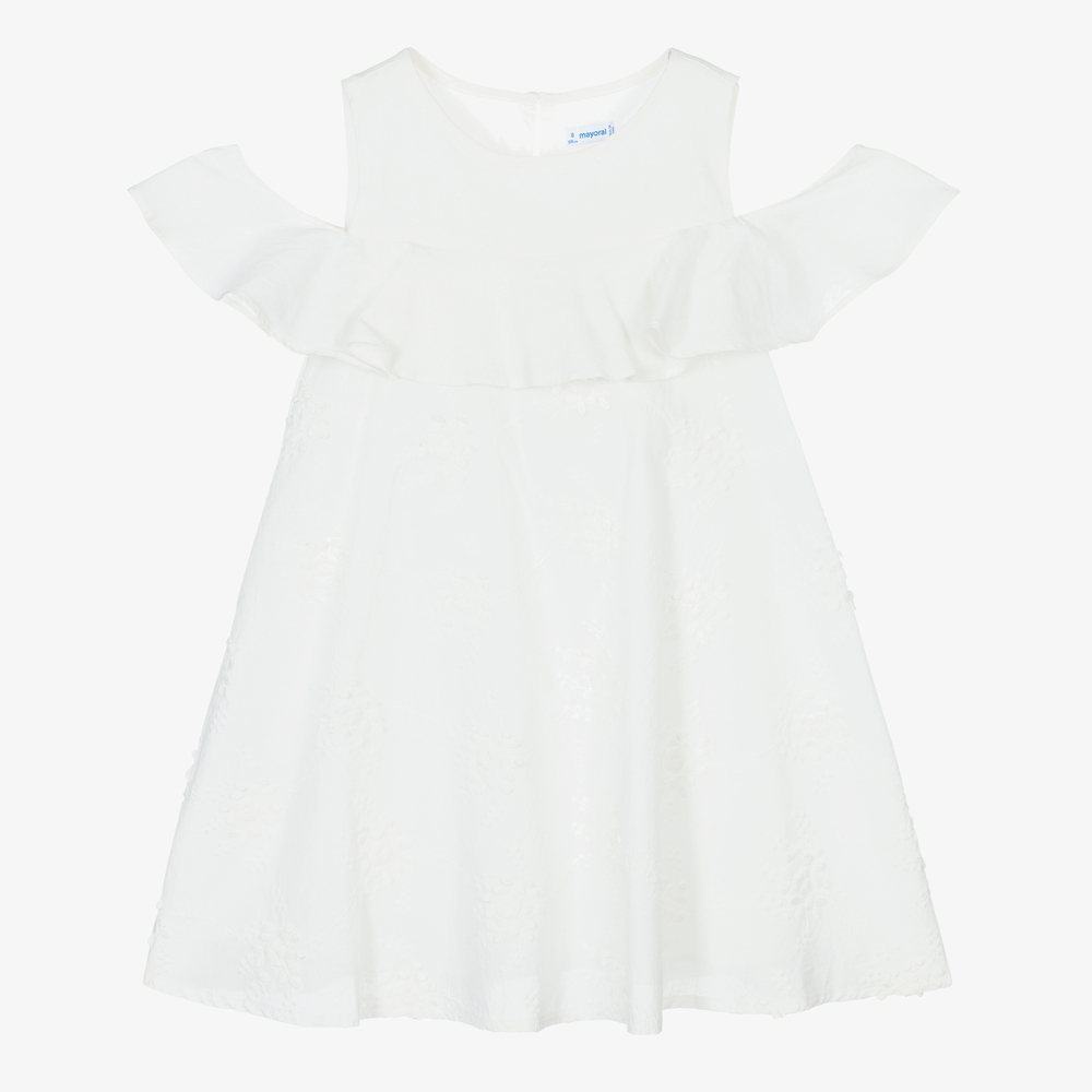 Mayoral - Robe ivoire en coton brodé | Childrensalon