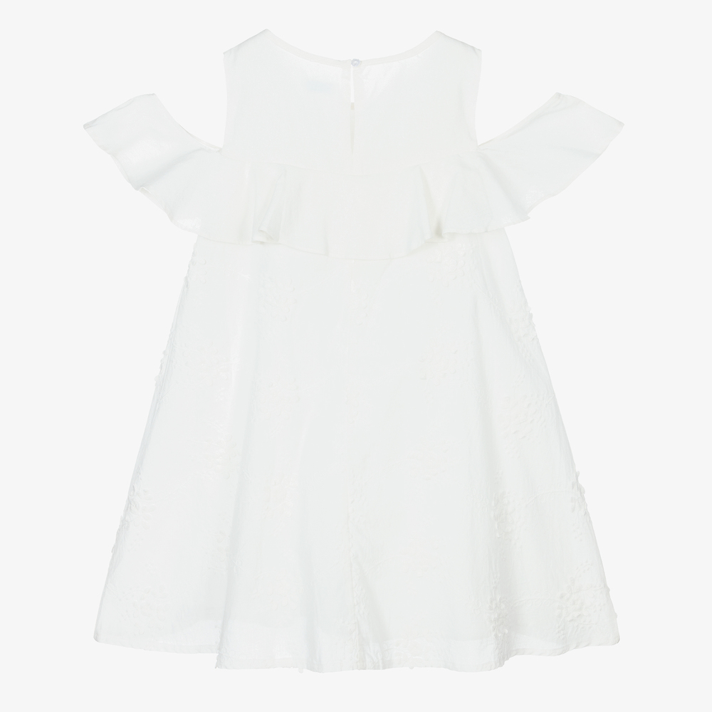 Mayoral-Кремовое хлопковое платье с вышивкой | Childrensalon Outlet