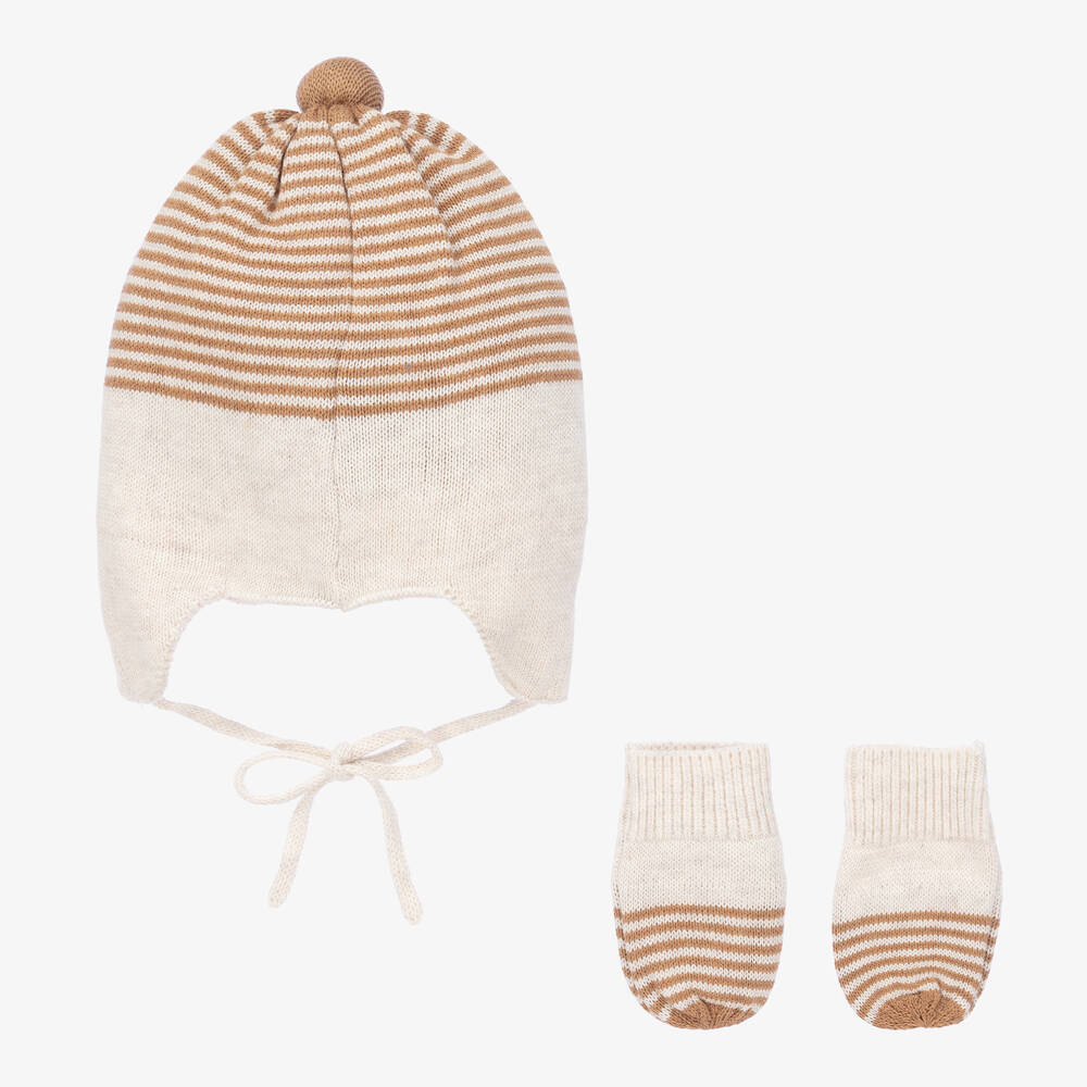 Mayoral Newborn-Ivory Cotton Hat & Mittens Set | Childrensalon Outlet