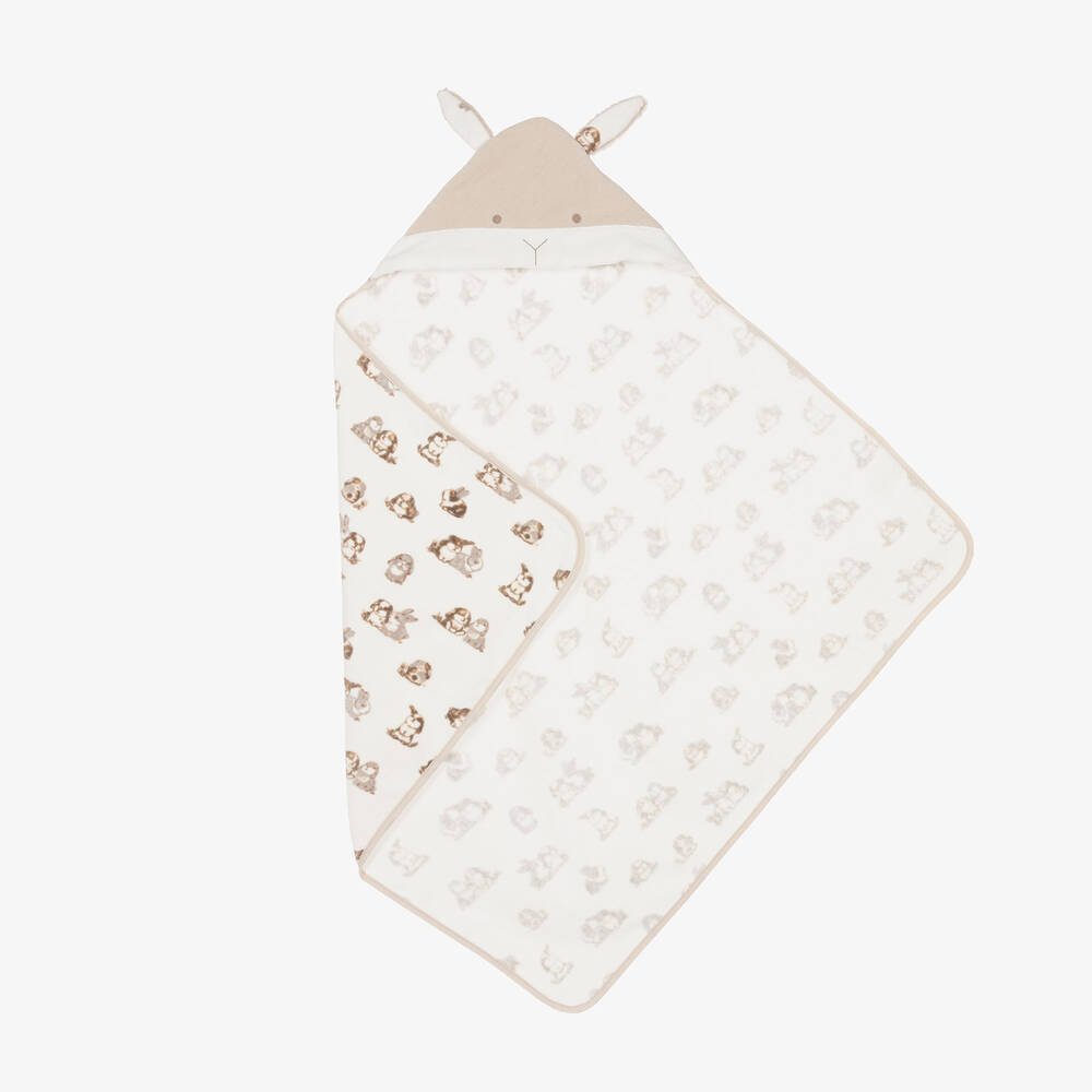 Mayoral Для новорожденных-Ivory Cotton Hooded Baby Towel (83cm) | Childrensalon Outlet